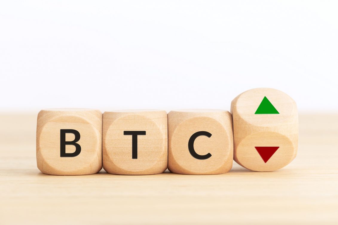 btc or bitcoin price up or down concept
