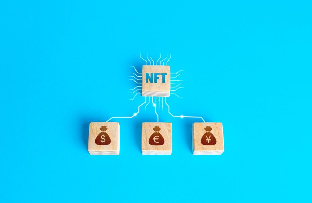 blocks nft non fungible token and money connected